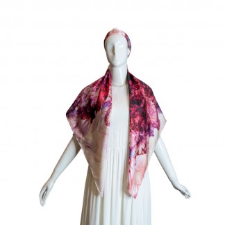 Khăn lụa vuông Hoa lan tím 100*100cm
